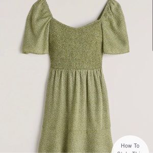 Green smocked floral A&F dress